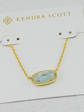 Kendra Scott Oval Light Blue Glass Shell Necklace